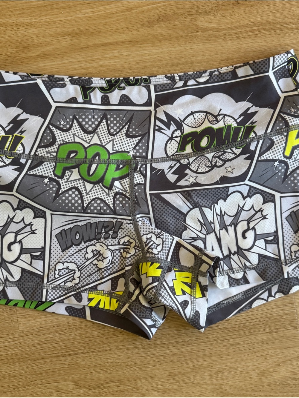 FMFM Comic-Print shorts in Black, White & Neon Green